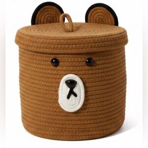 Foldable woven rope bear storage basket